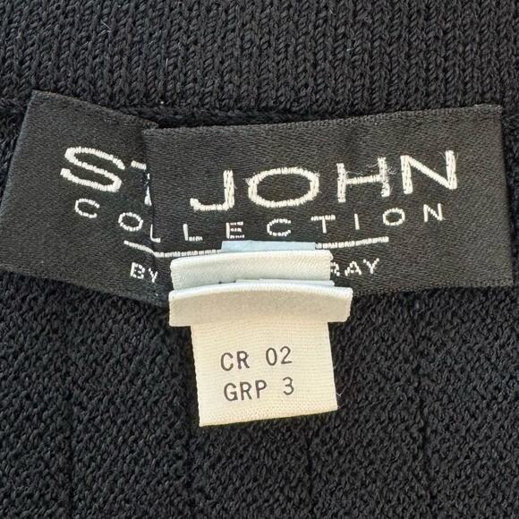 St. John A-Line Mini Skirt Santana Knit Black Vintage Pleated Effect USA Made 6 - Picture 9 of 10